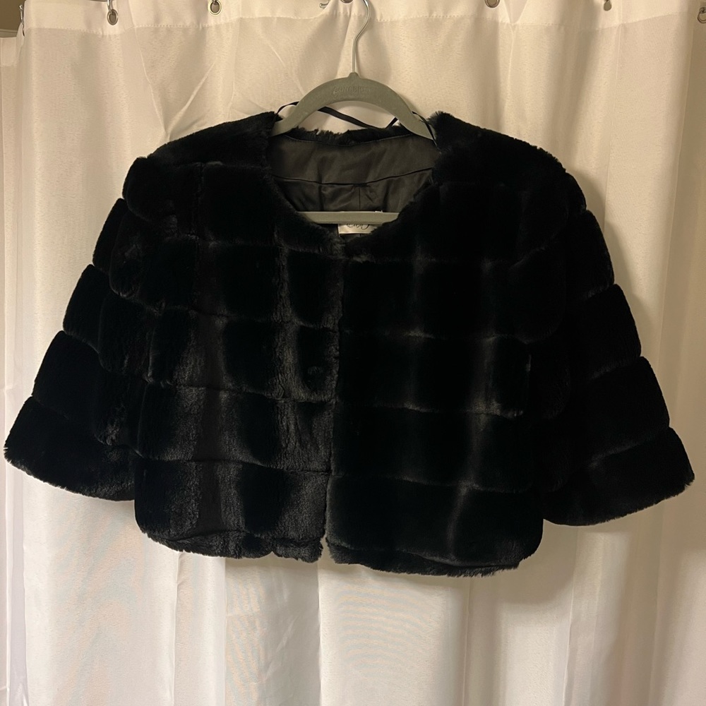 Faux Fur Cropped Black Jacket